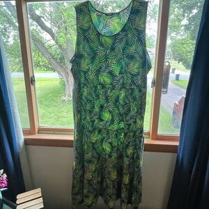 Lands' End Green and Blue Sleeveless Maxi Sundress